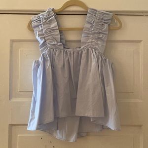 Zara Ruffled Poplin Top